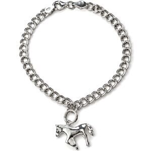Sterling Silver 925 Double-Link Charm Bracelet w/Sterling Horse Charm